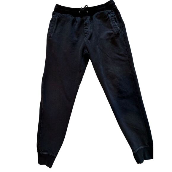Sanvt Mens Joggers Black Size L Organic Cotton Casual Pants Workable Drawstring - Picture 1 of 12